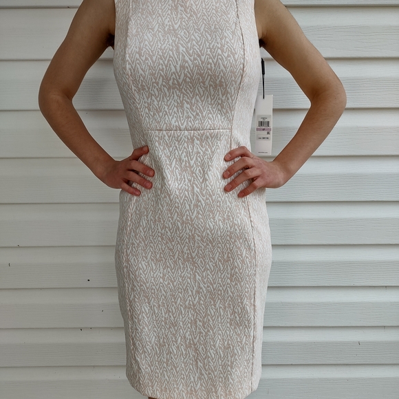 NWT Calvin Klein Cream Patterned Mini Dress (Size 6P) - Picture 10 of 10